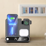 Wireless Charger Multifunctional Led Digital Clock 15w Fast Charging Dock Station For Phone Watch Headphone