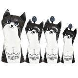 Golf Club Cover Cute Crooked Cat Golf Wood Cover PU Leather Waterproof Soft Comfortable for Driver Fairway Hybrid Wood Covers