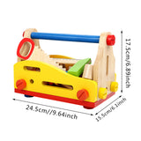 Kids Wooden Toolbox Pretend Play Set Educational Montessori Toys Nut Disassembly Screw Assembly Simulation Repair Carpenter Tool