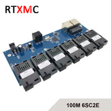 3pcs 6SC2E Fast Ethernet 10/100M Ethernet Switch 6 Fiber Port SC 20KM 2 UTP RJ45 Fast Fiber Optical Switch with power supply