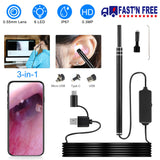 Earwax Cleaning Endoscope USB Visual Earpick 3In1 Endoscopes HD Camera Spoon Otoscope Ear Cleaner With Protective Sleeve