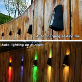 Art Deco Solar Wall Lamps Outdoor Fence Light LED Waterproof Solar Stair Light Up and Down 7 Color Changing Exterior Patio Lamps