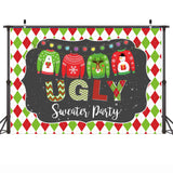 Ugly Sweater Party Decoration Background Christmas Family Party Red Green XMas Kid Photography Backdrop Studio Photozone Props