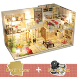 Cutebee DIY DollHouse Doll House Miniature Dollhouse Wooden Furniture Kit Toys for Children New Year Christmas Gift Case