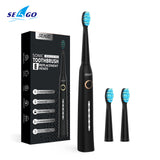 SEAGO Lovers Rechargeable Electric Toothbrush Sonic Tooth Brush Travel Box Portable Folding Cup Ultrasonic Replace Brush Heads