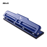 KW-trio Desktop Metal 4-Hole Adjustable Punch 10 Sheet Capacity Paper Hole Puncher with Scraps Collector Reduced Effort