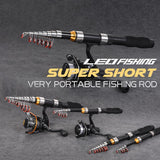 Ultralight Carbon Fiber Telescopic Fishing Rod Portable Sea Spinning Pole Portable Black Mini ultra short Sea fishing rod
