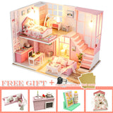 CUTEBEE DIY Dollhouse Wooden doll Houses Miniature Doll House Furniture Kit Casa Music Led Toys for Children Birthday Gift