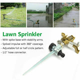 AT69 -2Pcs Metal Pulsating Sprinkler Watering Sprinklers for Lawn Garden Golf Grass Impulse Spike Hose 360 Degree Garden Tools