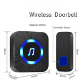 LED Wireless Doorbell 1000ft Waterproof Door Bell Outdoor Home Security Welcome Bell Smart Calling Bell with Button Receiver