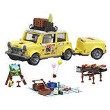 1546PCS MOC Tourist Picnic Car Creator Trailer Tractor Diy Building Block Set Transport Children's Educational Bricks Toys Gifts
