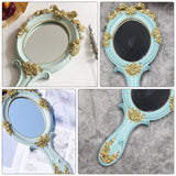 1Pc Creative Makeup Mirror with Handle Retro Style Portable Mirror for