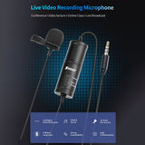 SHOOT Mini Lavalier Microphone Condenser Clip On Lapel Mic Wired Microphone Audio Video Record for Laptop Computer Mobile Phone