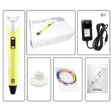 3D Pen Screen DIY 3D Printing Pen With ABS PLA Filament Creative Toy Gift 3 D Printer Pen Drawing For Kids Christmas Birthday