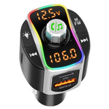 Mini Car FM Transmitter Bluetooth 5.0 MP3 Audio Player QC3.0 PD Fast Charging Wireless Handsfree Car Kit with LED Backlit