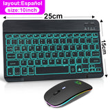 RGB Bluetooth Keyboard And Mouse Set Russian Spainish Wireless Keyboard Mouse Combo Rechargeable RGB Mouse For ipad Laptop