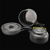 3pcs/set Of Outdoor Cookware Ultra Light Aluminum Alloy Camping Cookware Tableware Outdoor Teapot Picnic Tableware