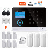 Wireless WIFI GSM Home Security Alarm System For Tuya Smart Life APP With Motion Sensor Detector Compatible With Alexa &amp;