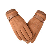 Autumn Winter Men Women Gloves Suede Warm Thermal Fleece Split Finger Gloves Outdoor Sport Driving Male Touch Screen Mittens