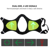 Double-sided LED Turn Signal Bike Pack USB Safety Bag Waterproof Bicycle Backpack Wireless RC Sports Vest Ultralight Riding Bag