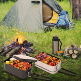 800ml Camping Lunch Box Nonstick Aluminum Tin Box Lunch Box Food Storage Container with Handle for Camping Hiking Picnic Home