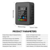 Air Quality Monitor Indoor CO2 Detector 5 in 1 Formaldehyde HCHO TVOC LCD Temperature Humidity Rechargeable CO2 Alarm Meter