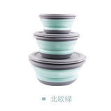 Hot Sale 3pcs Folding Bowl Outdoor Camping Tableware Sets Lunch Box Portable Salad Bowls with Lid for Hiking Cooking Supplies