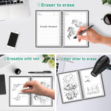 NEWYES A4 Smart Erasable Notebook Paper Reusable Wirebound Black Notebook App Connect Microwave Erase With pen for kids Students