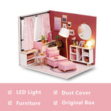 Diy Wooden Doll House Miniatures Kit Dollhouse Furniture Accessories Mini Doll House Casa Free Dust Cover Toys For Kids Gift