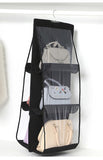 8/6 Pockets Fabric Hanging Storage Bag Transparent Pocket Double Sides Hanging Closet Foldable Organize Handbag Storage Bag