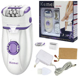 Kemei 3in1 electric epilator for women shaver leg body hair removal facial lady bikini trimmer epilator for face rechargeable