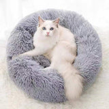 New 2 In 1 Hooded Cave Winter Warm Cat Dog Bed Round Soft Long Plush Dog House Bed For Small Dogs Kennel Cats Pet Nest