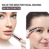 2 In 1 Eyebrow Trimmer Facial Hair Remover Electric Razor Pubic Hair Bikini Shaver Painless Epilator for Face Peach Fuzz Lips
