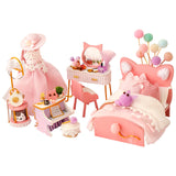 DIY Miniature Furniture Ocean Room Kit Dollhouse with Light Fish Assembled 3D Model Casa Doll House for Children Adult Gifts