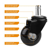 5 Pcs Replacement Chair Caster Wheels 2 inch, Heavy Duty Wheels with Plug-In Stem 7/16 X 7/8 inch,Quiet &amp; Smooth Rolling