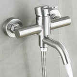 304 Stainless Steel Wall Mount Cold Hot Water Mixer Triple Valve Long Nozzle Tap Bathroom Shower Faucet