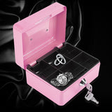 Pink Safe Money Box Cash Coin Register Insert Tray Cashier Drawer Storage Mini Portable Steel Lockable Cash Safe Security Box