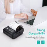 Portable Thermal Receipt Printer USB &amp; BT Connect 2 inches 57mm Wireless Printer High Speed Compatible with iOS Android Windows