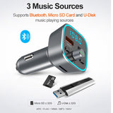QC3.0 Dual USB Charger Car Radio Transmitter Bluetooth Wireless Handsfree Kit Audio Stereo Adapter TF MP3 Music Player
