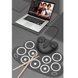 Portable Reel Electronic MIDI Drum Kit Kit 9 Pad Built-in Speaker for Indoor Electronic Music Practice