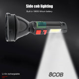 USB Rechargeable Portable LED Flashlight Powerful Waterproof Torch Searchlight for Outdoor Mountaineering Hiking Camping Tool
