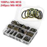 100Pcs/set M6-M16 /240Pcs/set M6-M30 stainless steel  Seal Ring High Press Hydralic Rubber Oil Pipe Sealing O-Ring Gasket