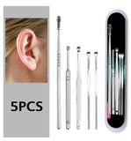 1/7pcs Ear Wax Pickers set Stainless Steel Earpick Wax Remover Curette Ear Pick Cleaner Ear Cleaner Spoon Care Ear Clean Tool