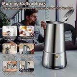 200/300/450ml Moka Coffee Pot Espresso Latte Percolator Stove Coffee Maker Espresso Pot Percolator Stainless Steel Coffee Tools
