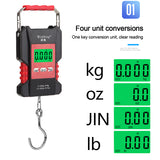 50Kg/5g Full Waterproof Hanging Scale Portable Fish Hook Electronic Weighting Luggage Scale LCD Digital Scale with 1.5m Ruler