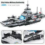 472pcs 6IN1 SWAT City Police Shipping Marine Boat Aircraft Model Building Blocks Car Creative friends Bricks Toys for Children
