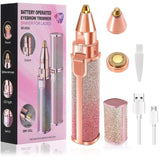 Portable 2 IN 1 Electric Epilator Eyebrow Trimmer Female Body Facial Lipstick Shape Hair Removal Women Painless Razor Shaver
