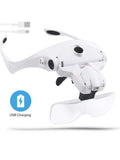 Head Wearing Glasses Magnifier USB Charging Head Magnifier For Low Vision Headband Eyewear With 2 LED Light 5 Lens 2020