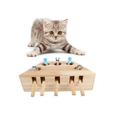 For Cat Indoor Solid Wooden Cat Hunt Catch Mouse Toys Interactive Seat Scratch