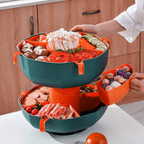 Hot Pot Draining Platter Double Layer Hot Pot Storage Platter Multifunctional Multi Grid Household Portable Kitchen Accessories